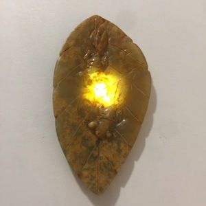 Women’s Hand Carved Leaf W/ Gold Fish Feng Shui